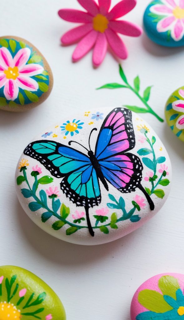 26 Butterfly Painted Rock Ideas for Fluttering Garden Decor - Living ...