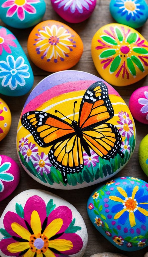 26 Butterfly Painted Rock Ideas for Fluttering Garden Decor - Living ...