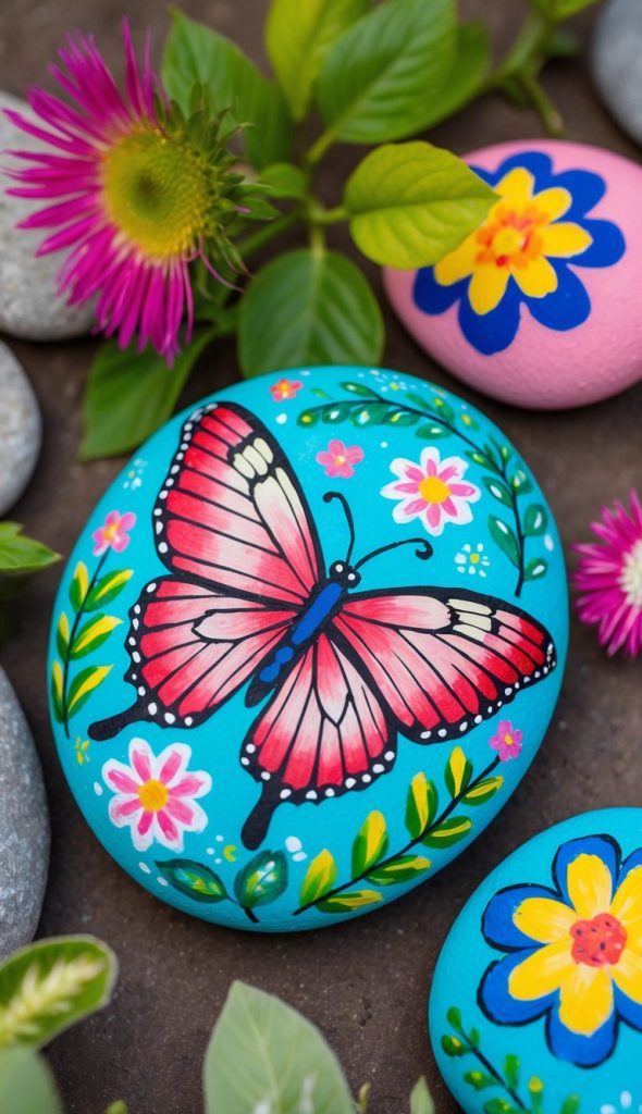 26 Butterfly Painted Rock Ideas for Fluttering Garden Decor - Living ...
