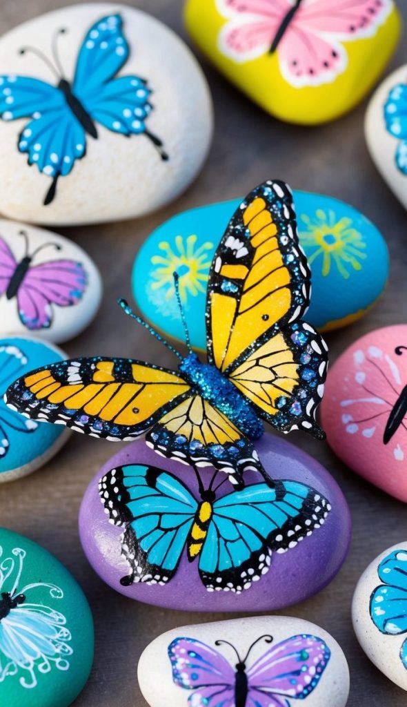 26 Butterfly Painted Rock Ideas for Fluttering Garden Decor - Living ...
