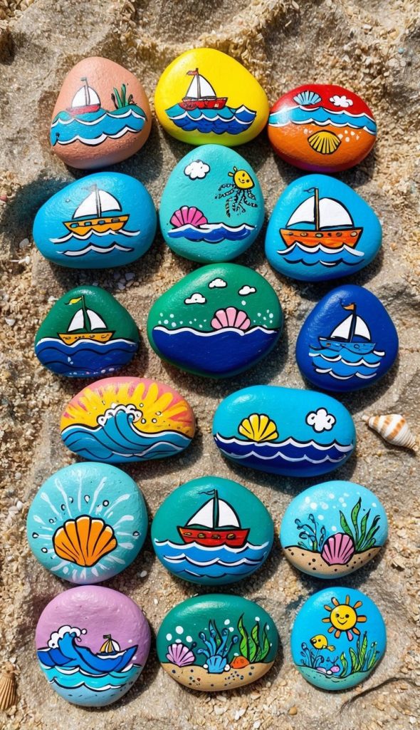 15 Stunning Ocean-Themed Painted Rock Ideas for Coastal Vibes - Living ...
