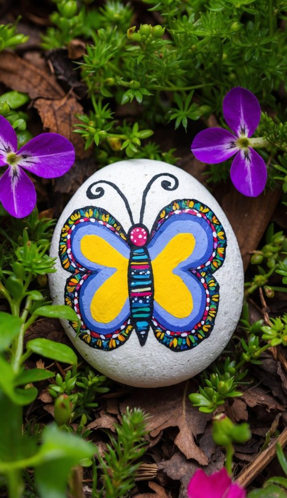 26 Butterfly Painted Rock Ideas for Fluttering Garden Decor - Living ...