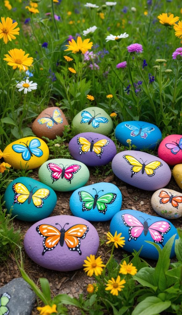 26 Butterfly Painted Rock Ideas for Fluttering Garden Decor - Living ...
