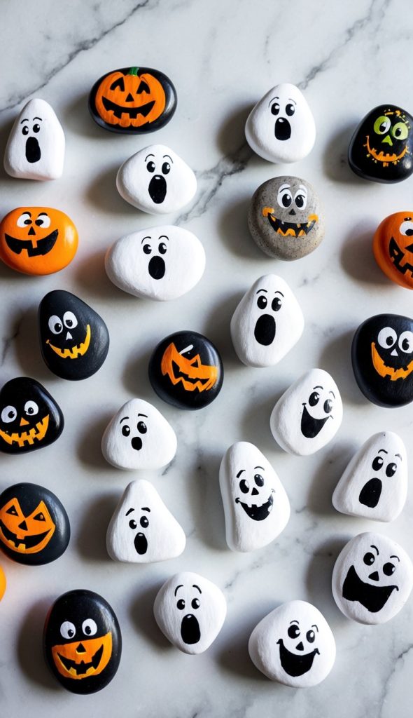 43 Cute Ghost Painted Rock Ideas for Easy Halloween Fun