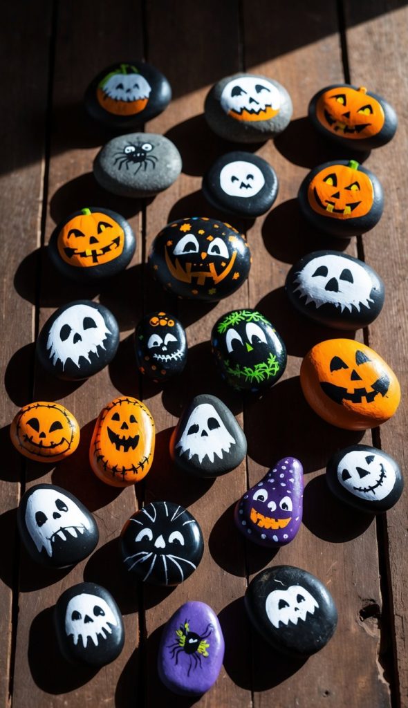 48 Spooky Halloween Painted Rock Ideas for Festive Fall Crafts