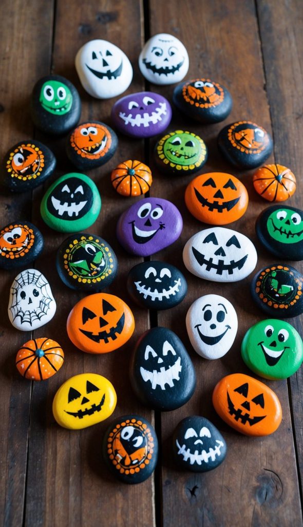 48 Spooky Halloween Painted Rock Ideas for Festive Fall Crafts