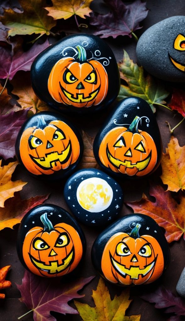 48 Spooky Halloween Painted Rock Ideas for Festive Fall Crafts