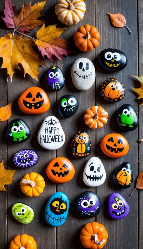 48 Spooky Halloween Painted Rock Ideas for Festive Fall Crafts