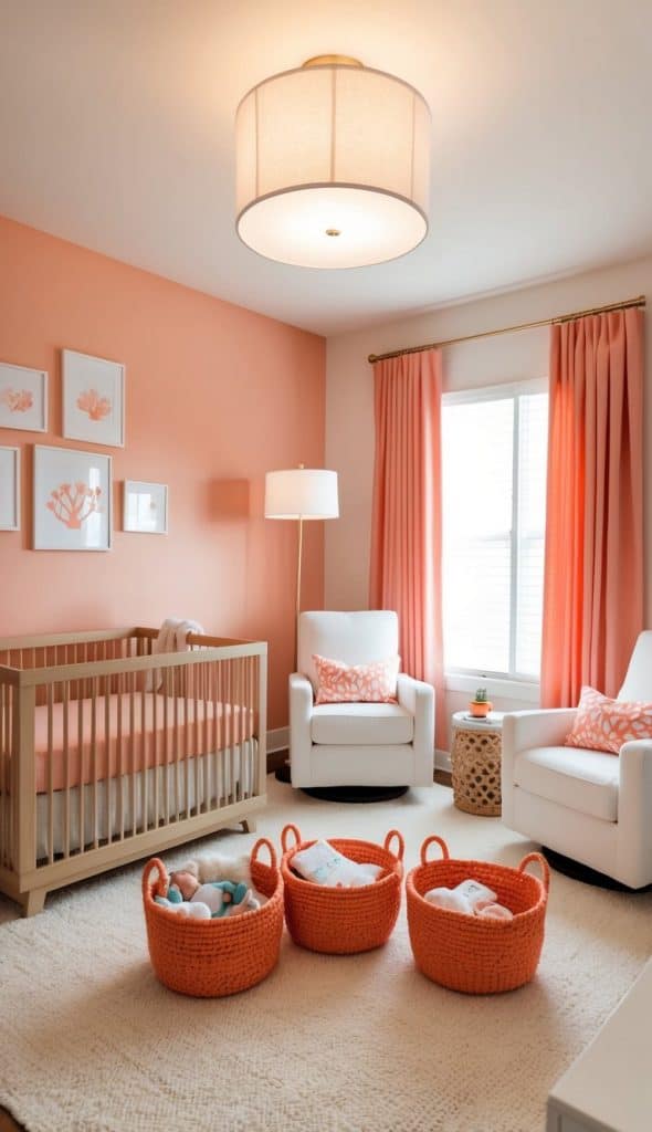 20 Coral Nursery Ideas: Cheerful Peach-Toned Designs for Your Baby's Room
