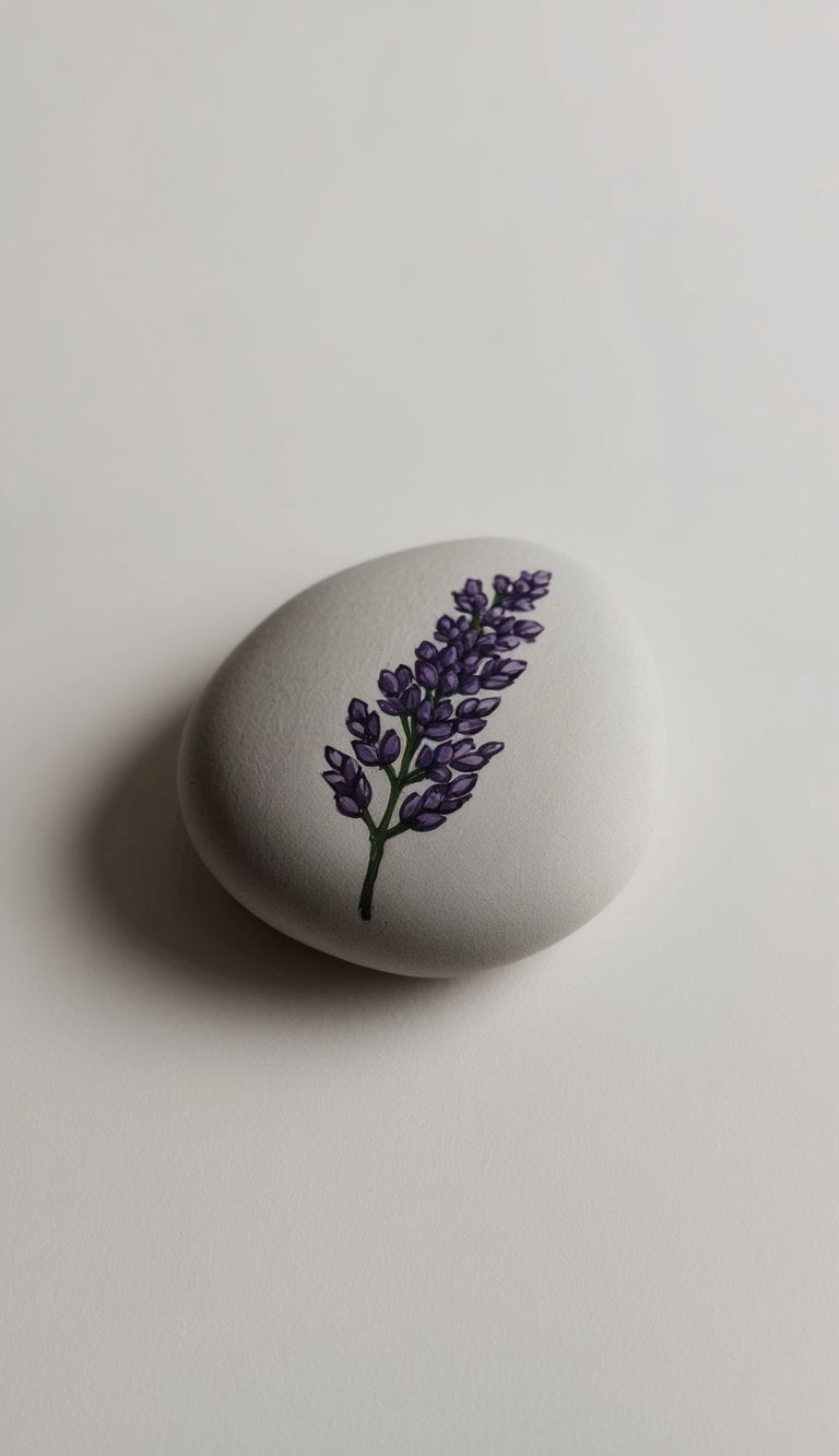 Lavender sprigs in minimalist style on a rock