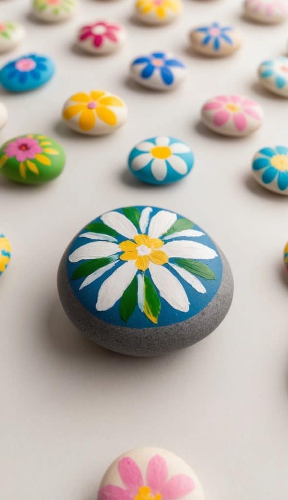 Flower Petal Rocks 66 Beautiful Flower Painted Rock Ideas for Creative Crafts - Living Tickled