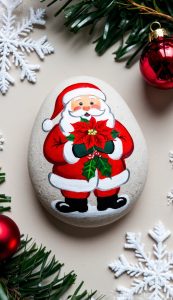 26 Santa Painted Rock Ideas for Festive Holiday Cheer - Living Tickled