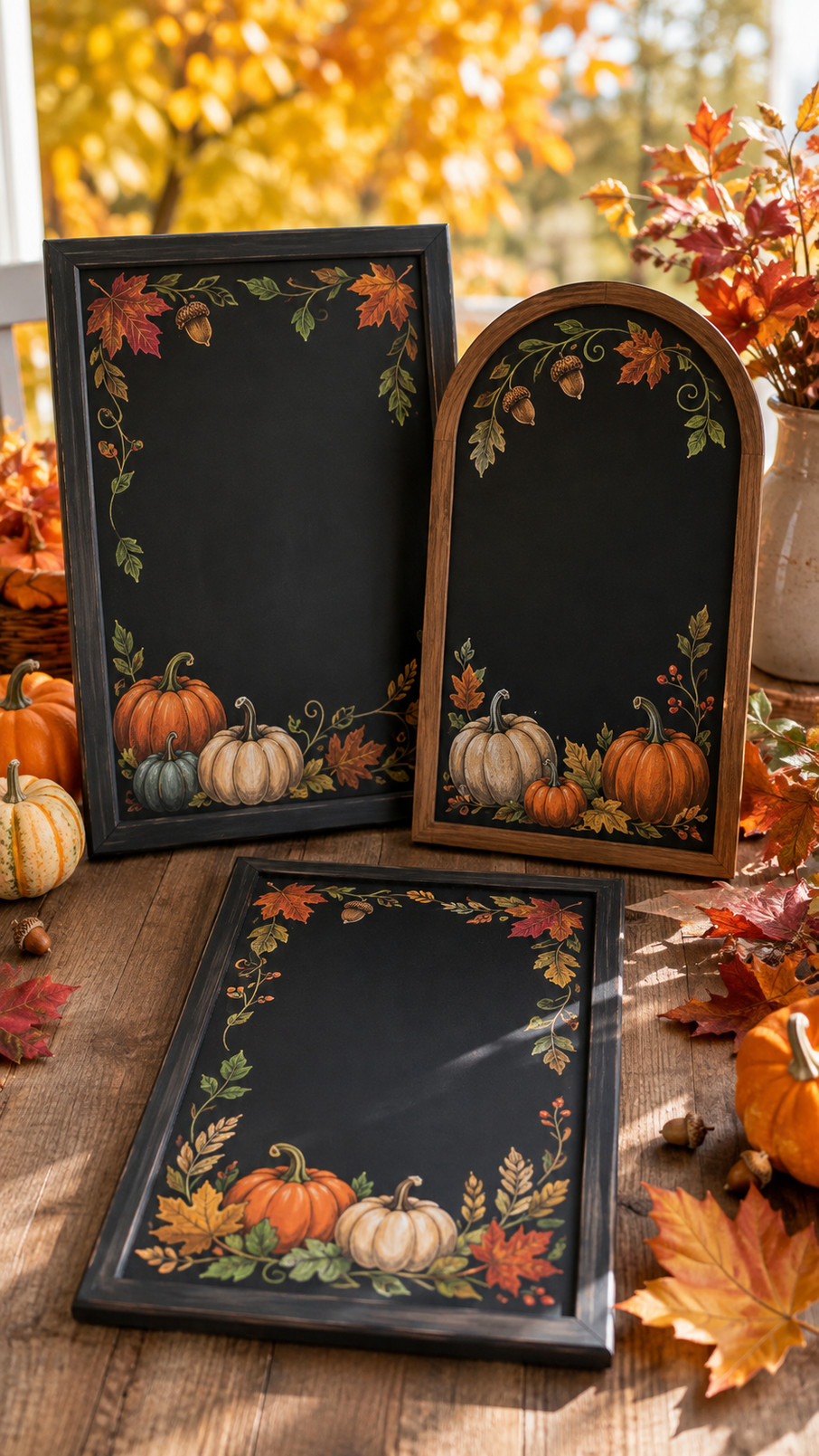 Photo of September harvest moon chalkboard art featuring a golden moon, tiny stars, and warm amber accents.