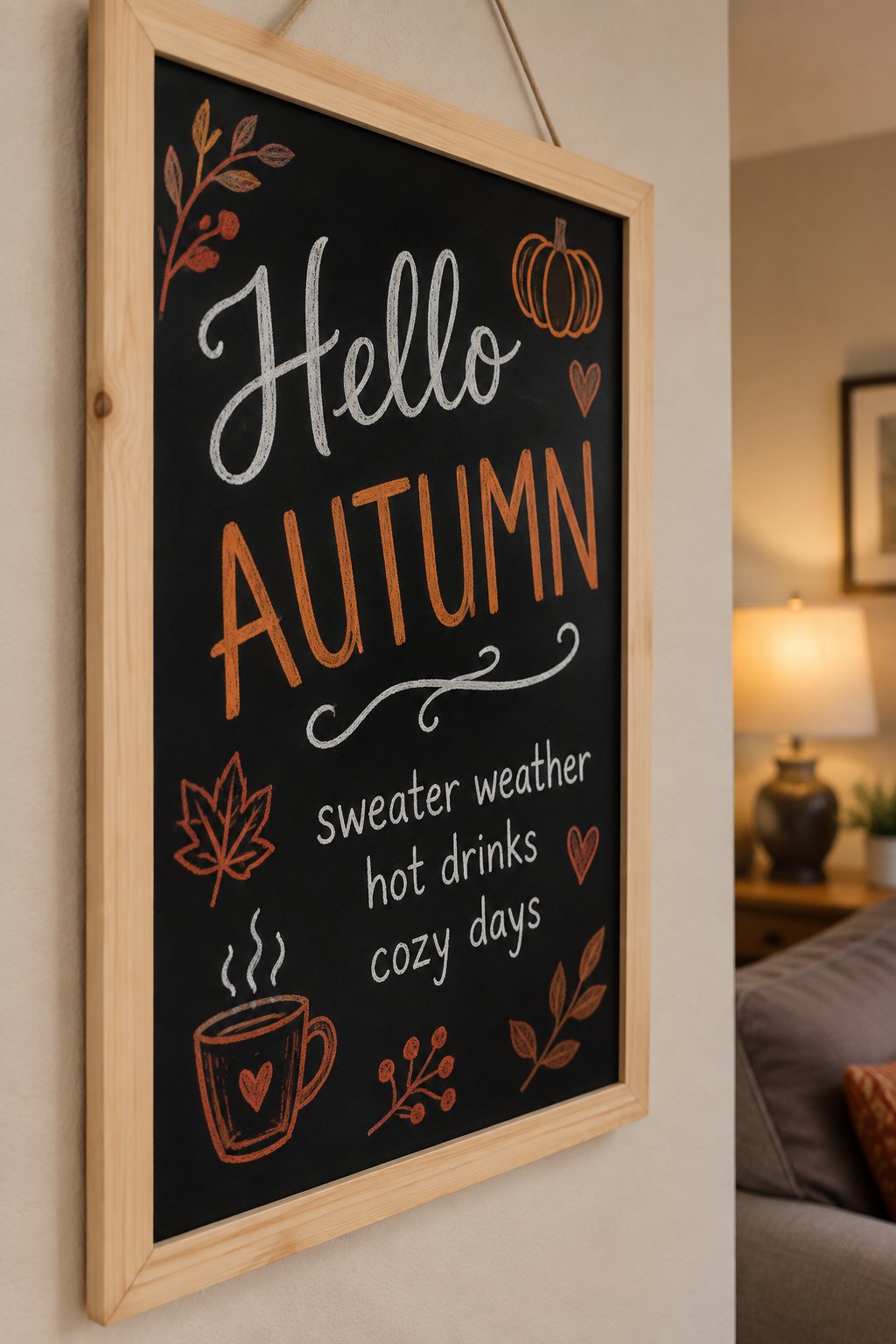 All the Fall Things: With its flourished lettering and scattered seasonal motifs, this art captures the essence of autumn coziness. The contrast between soft white text and cinnamon-colored accents gives it an inviting, homemade vibe.