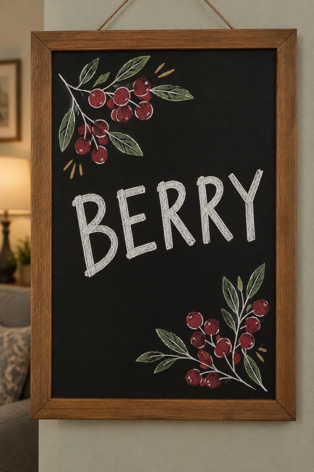 Winterberry Sprig: a hand-drawn christmas chalkboard sign reading "BERRY".