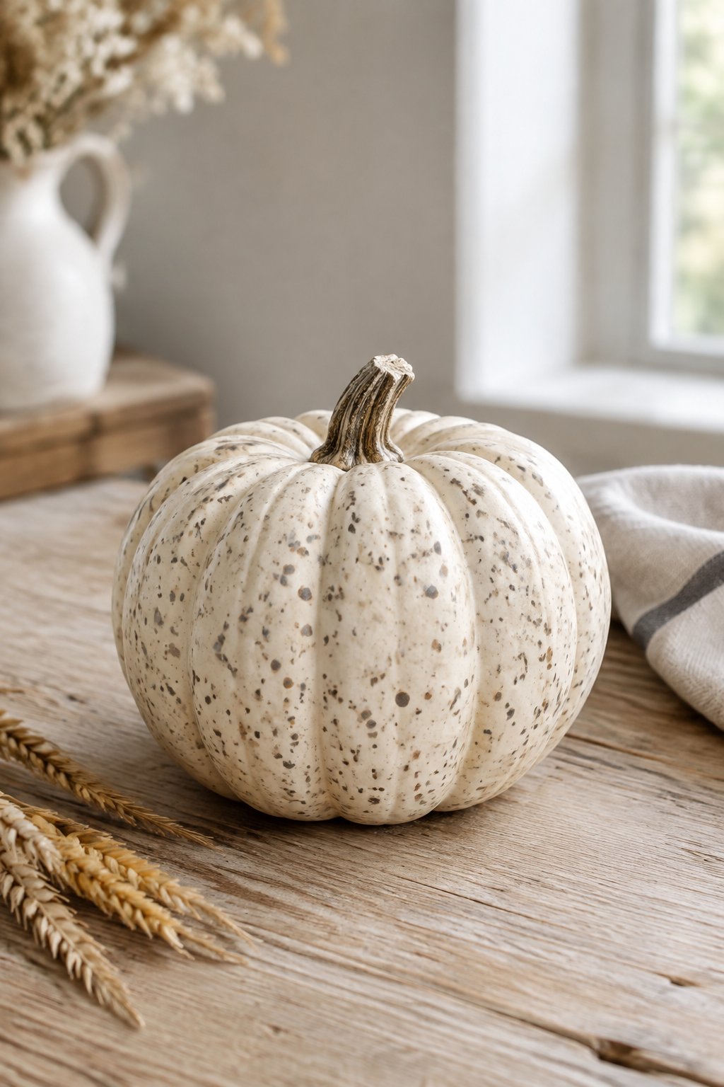 Speckled Farmhouse Pumpkin - aesthetic painted pumpkin ideas