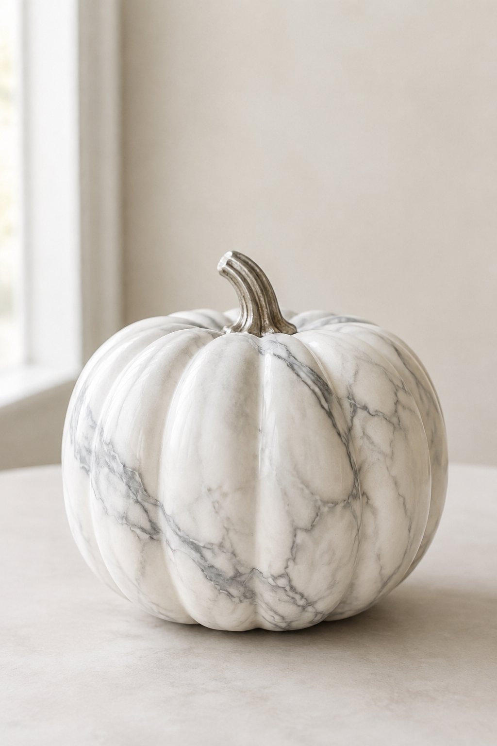 White Marble Vein Pumpkin - aesthetic painted pumpkin ideas