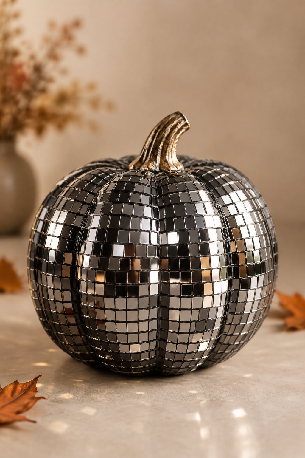 Disco Ball Pumpkin - aesthetic painted pumpkin ideas