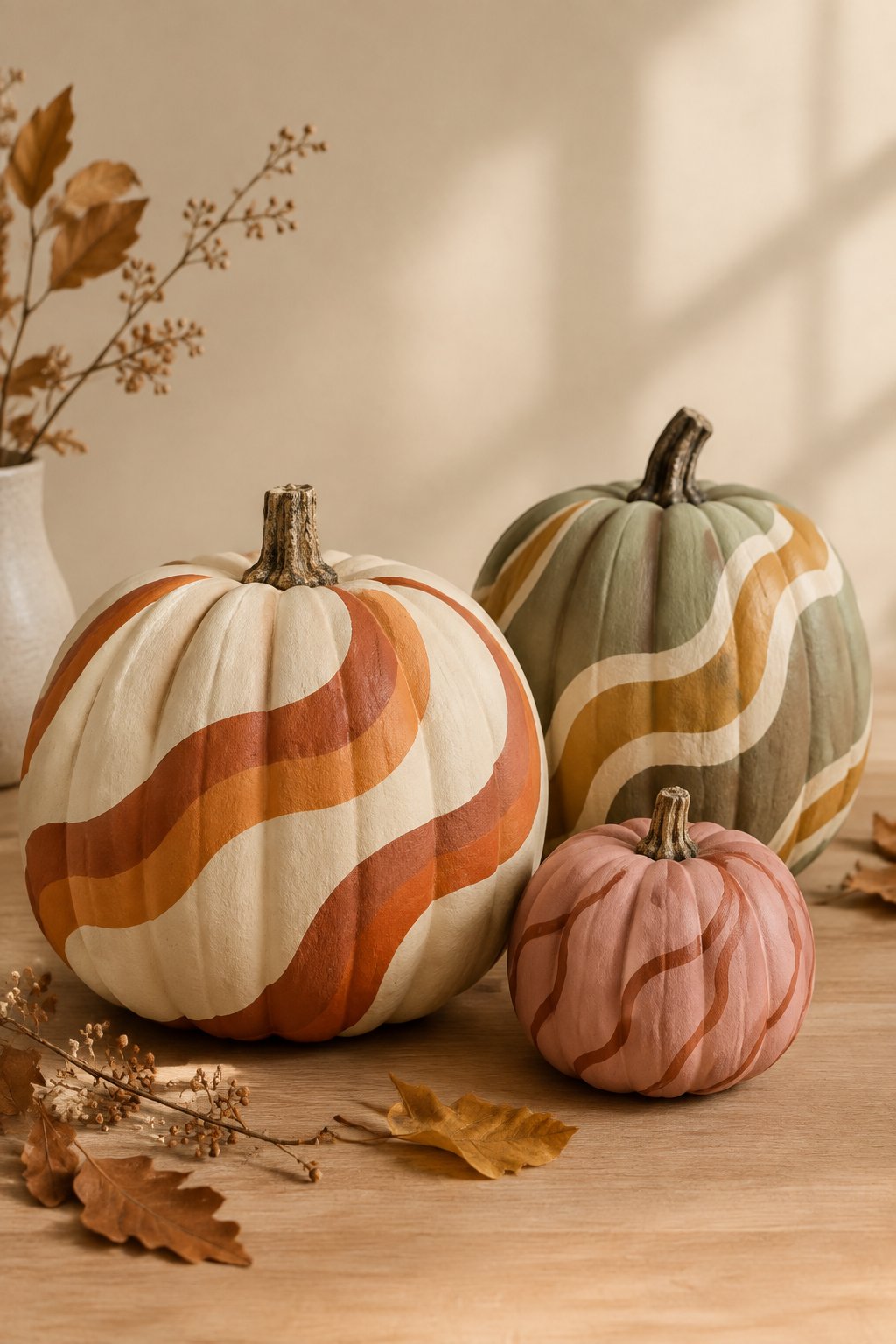 Wavy Retro Lines - aesthetic painted pumpkin ideas