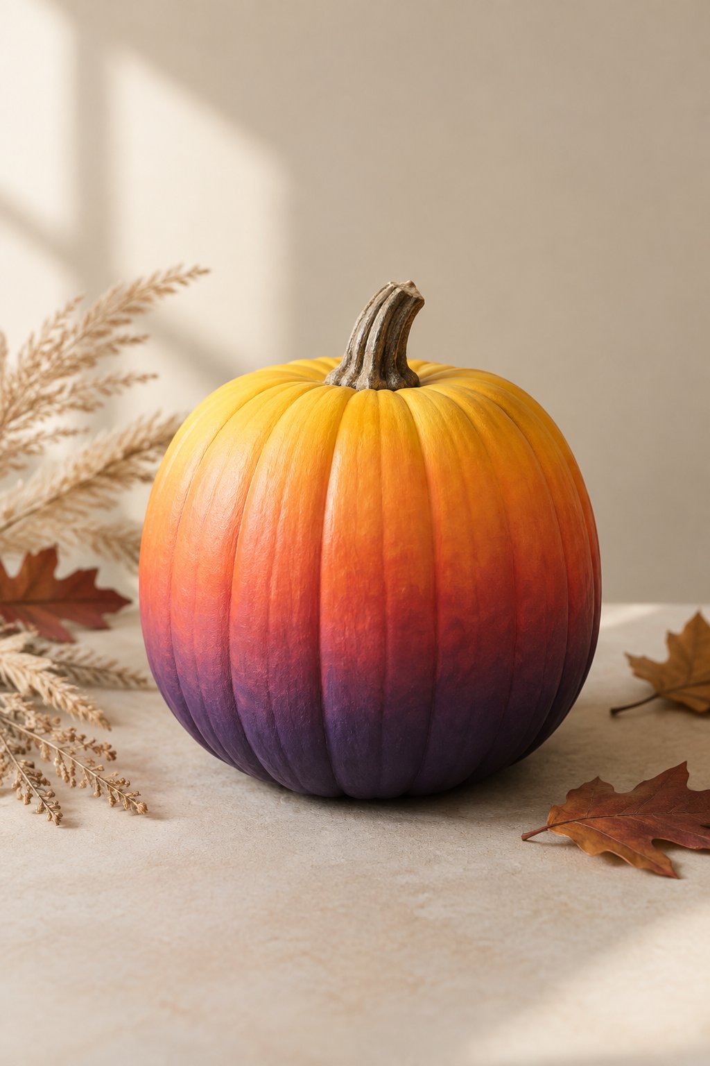 Ombre Sunset Pumpkin - aesthetic painted pumpkin ideas