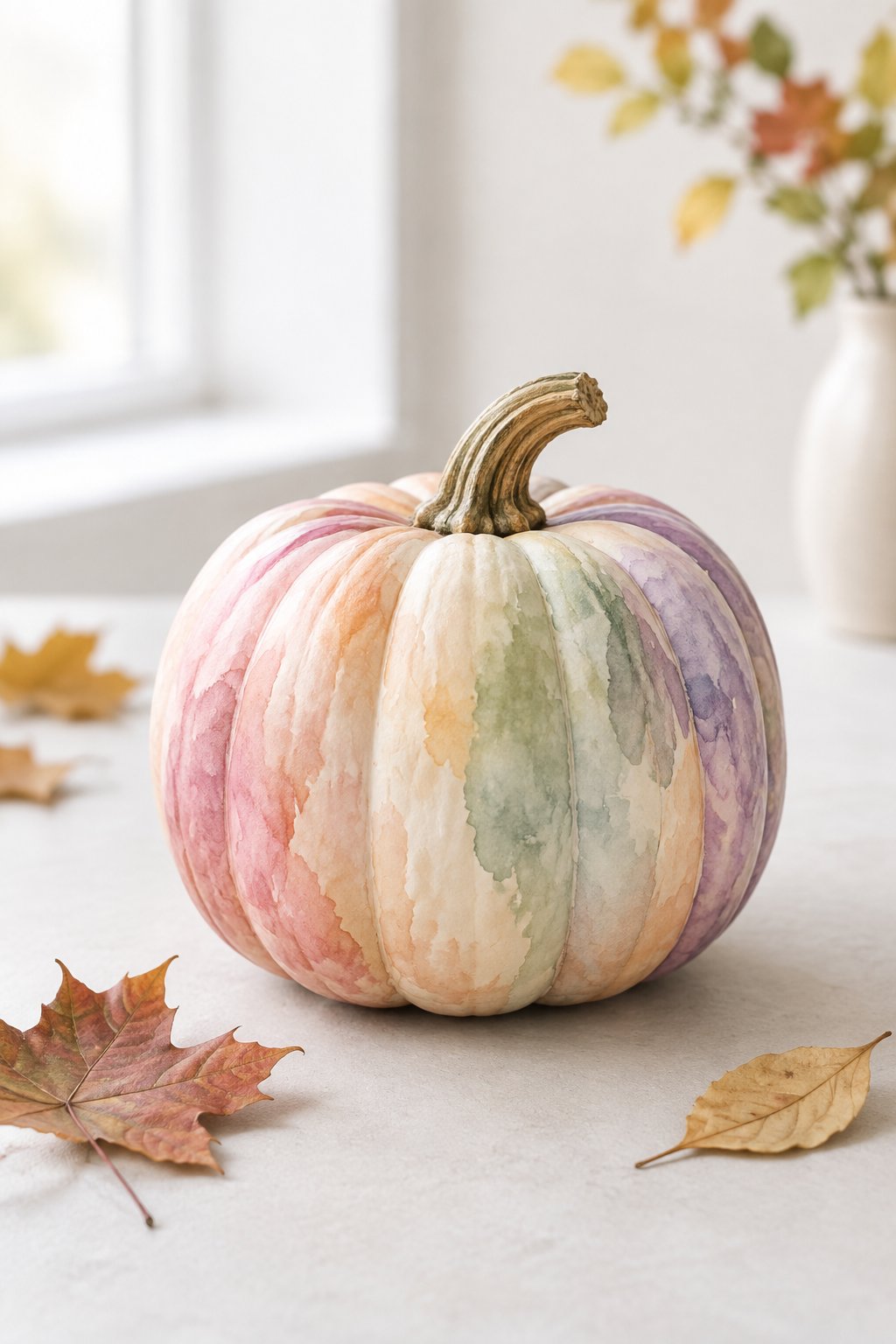 Watercolor Wash Pumpkin - aesthetic painted pumpkin ideas