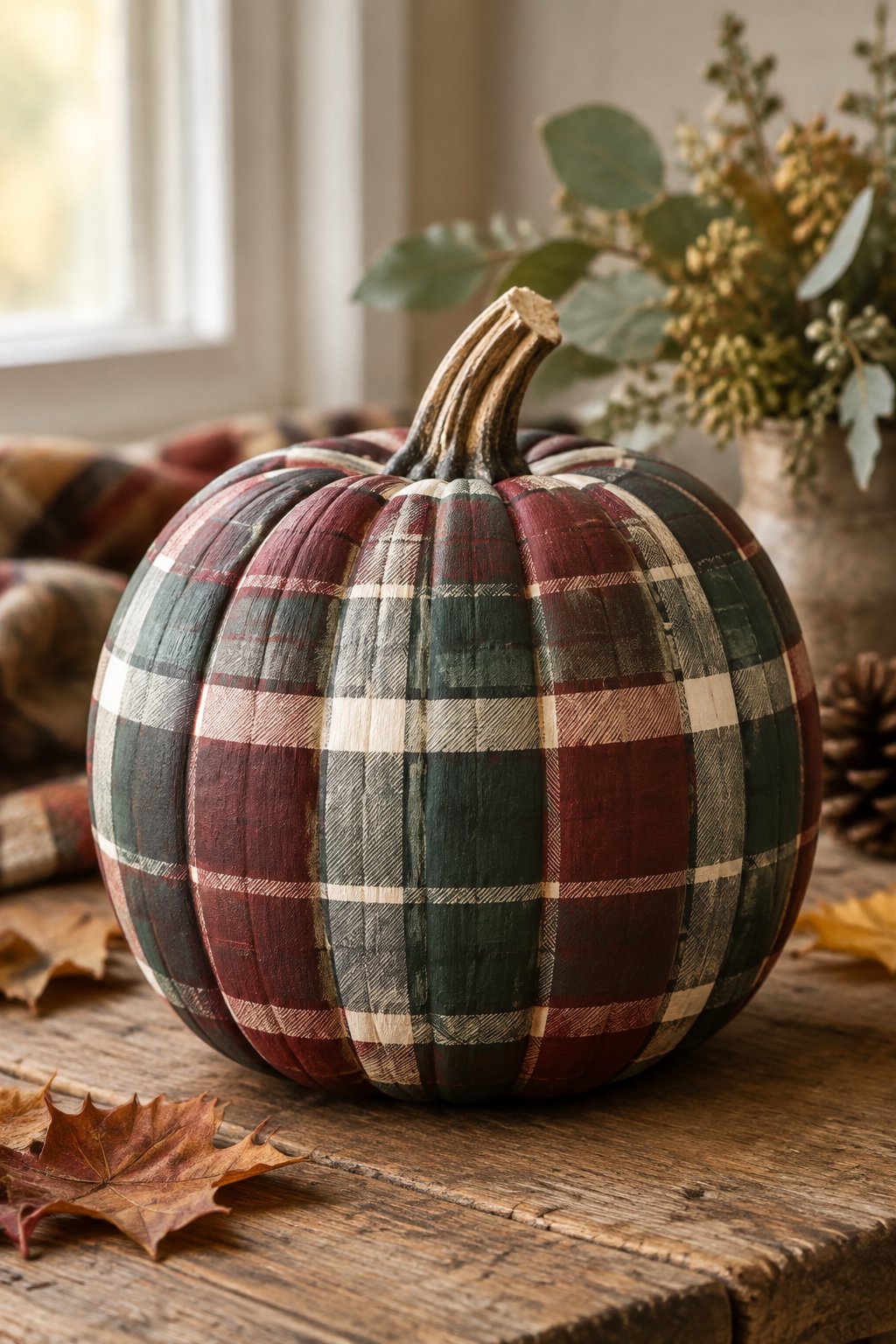 Plaid Flannel Pumpkin - aesthetic painted pumpkin ideas