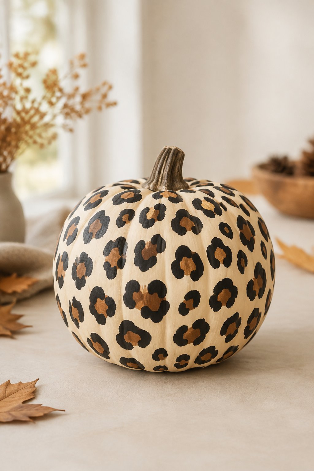Leopard Spot Pumpkin - aesthetic painted pumpkin ideas