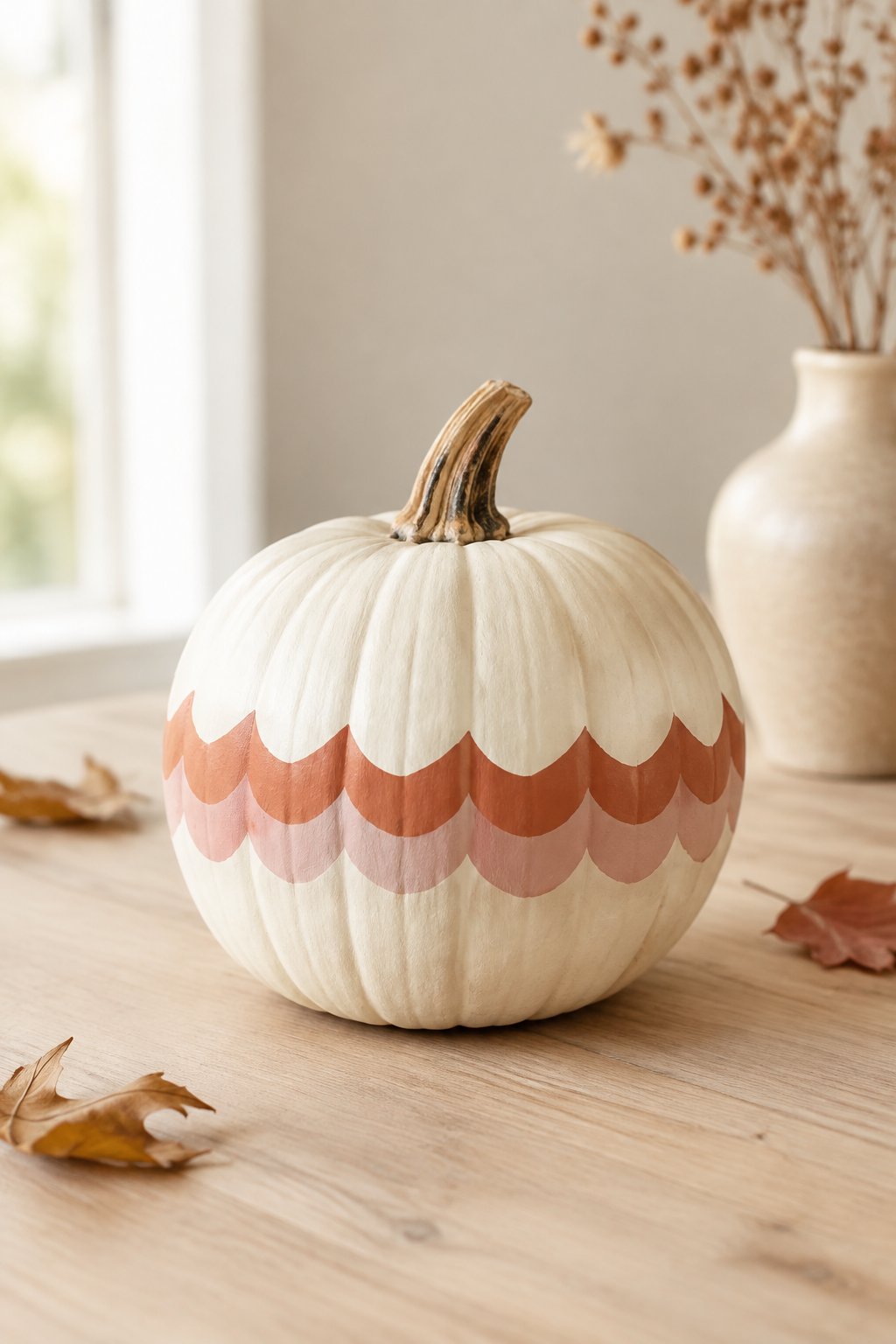 Scalloped Trim Pumpkin - aesthetic painted pumpkin ideas