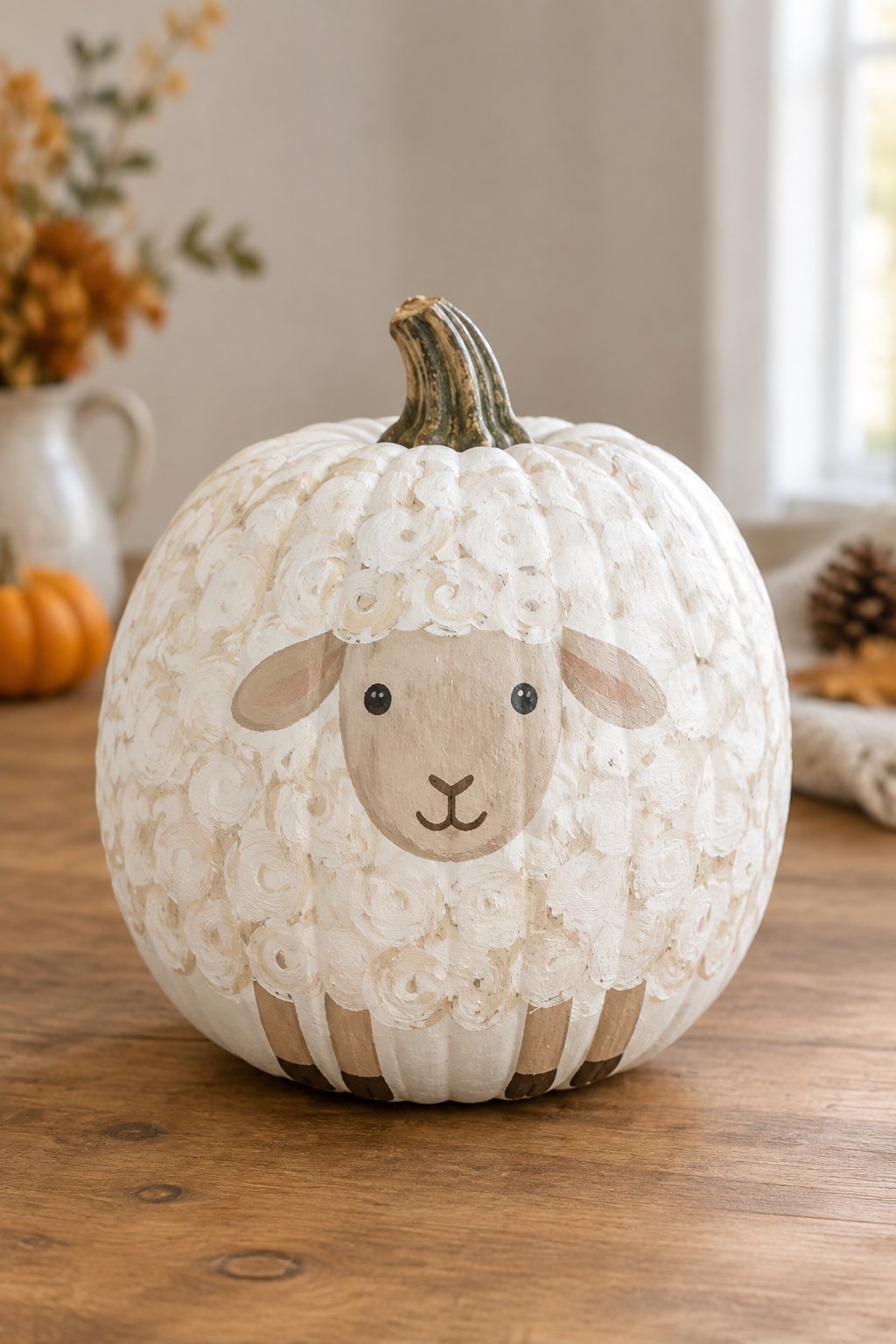 Wooly Sheep Pumpkin - animal painted pumpkins