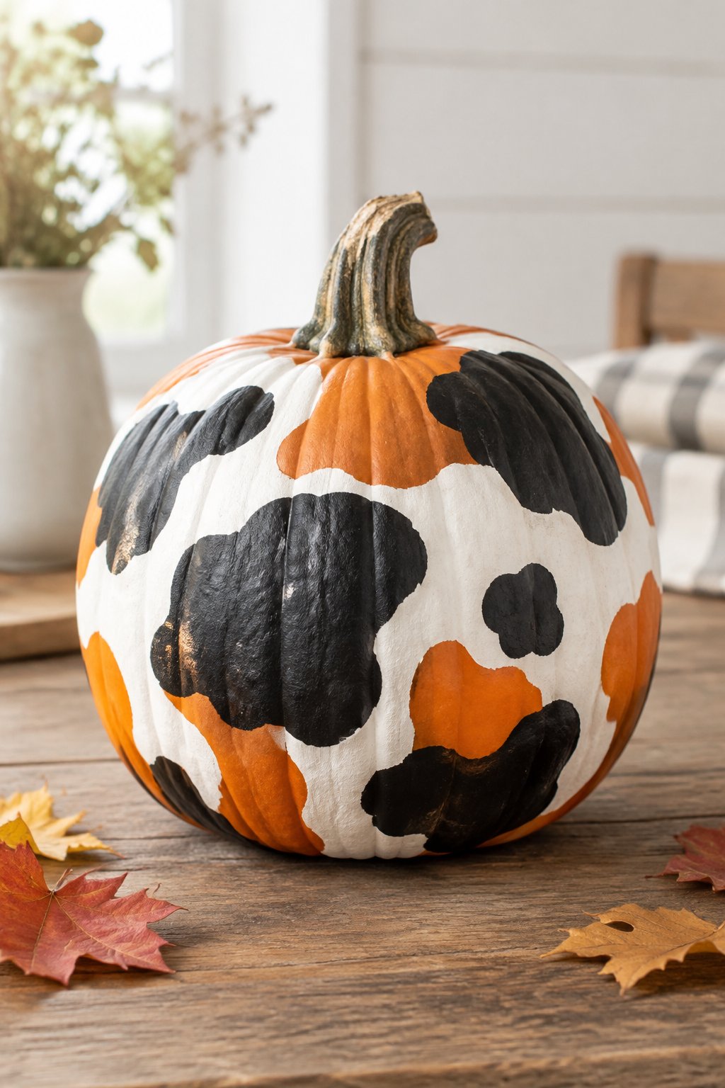 Dairy Cow Spot Pumpkin - animal painted pumpkins