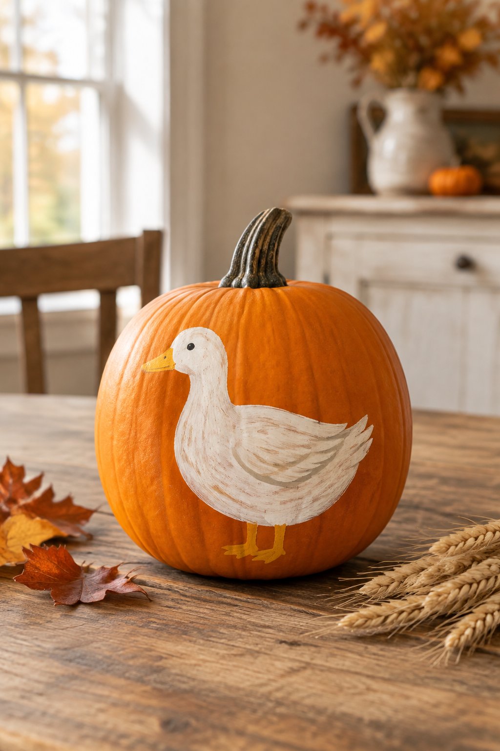 Farmhouse Duck Pumpkin - animal painted pumpkins
