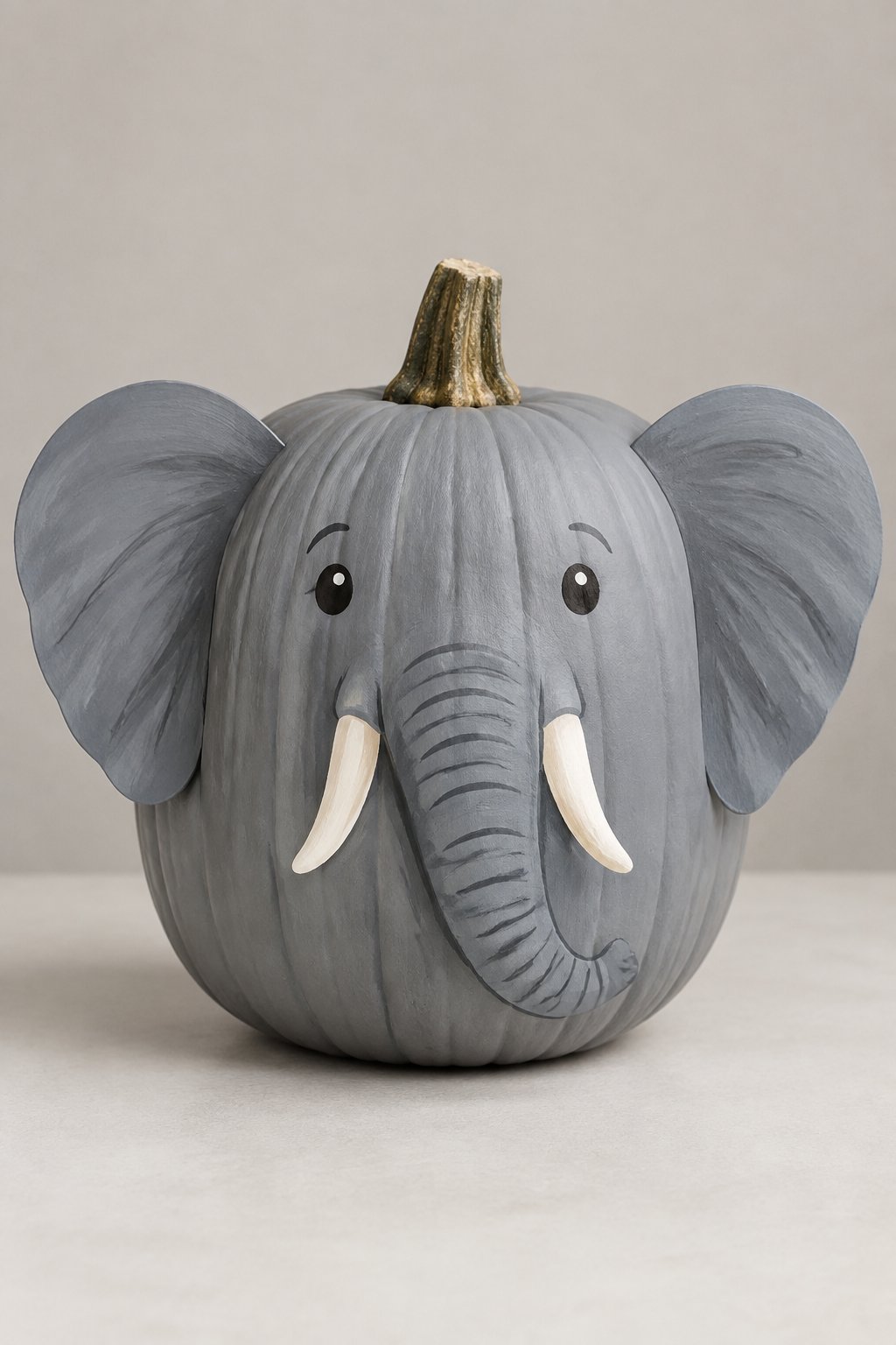 Gray Elephant Pumpkin - animal painted pumpkins