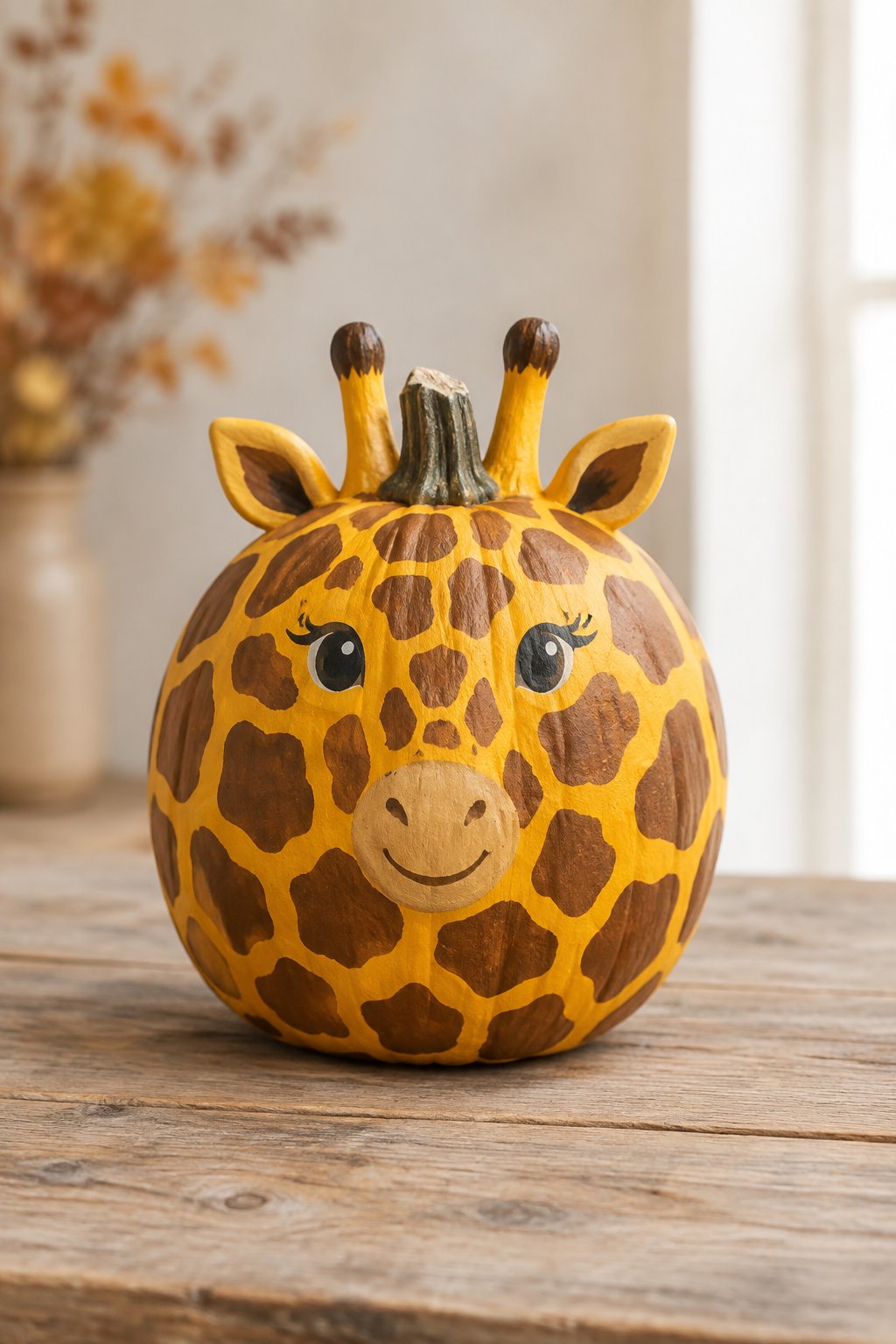 Spotted Giraffe Pumpkin - animal painted pumpkins