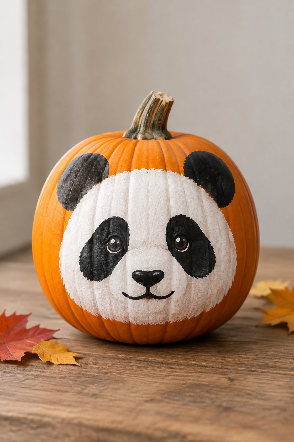 Panda Bear Pumpkin - animal painted pumpkins