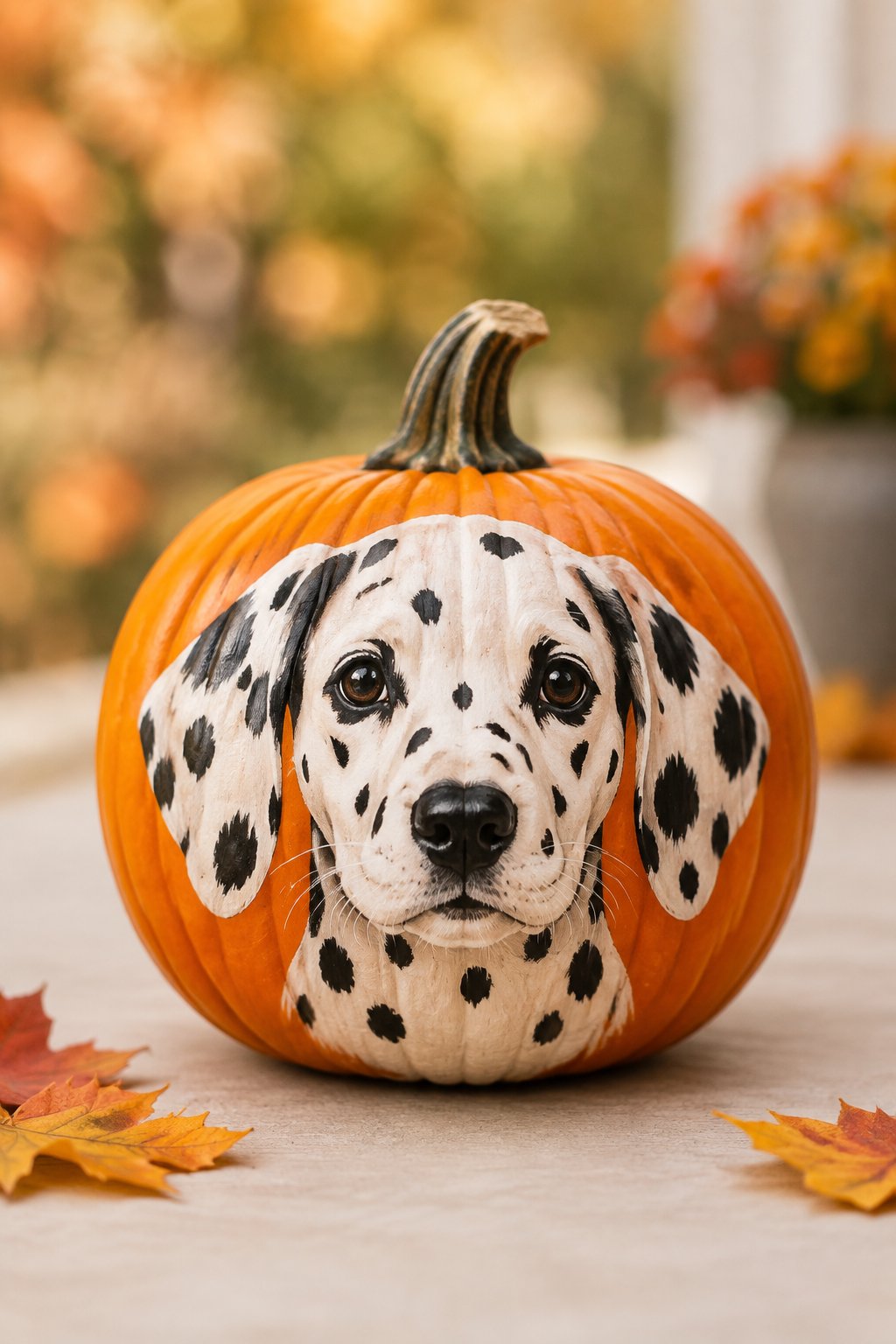 Dalmatian Puppy Pumpkin - animal painted pumpkins