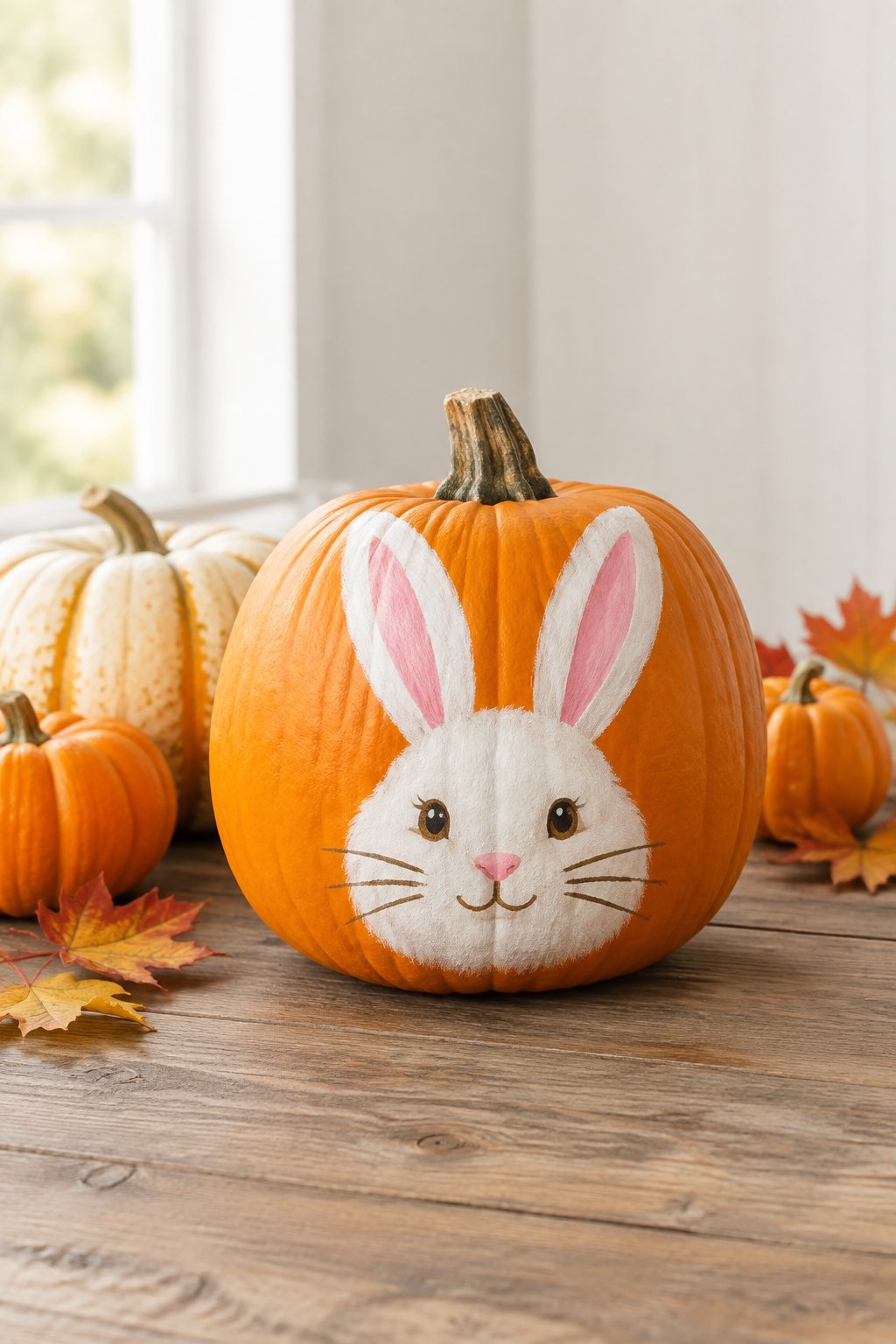 Bunny Rabbit Pumpkin - animal painted pumpkins