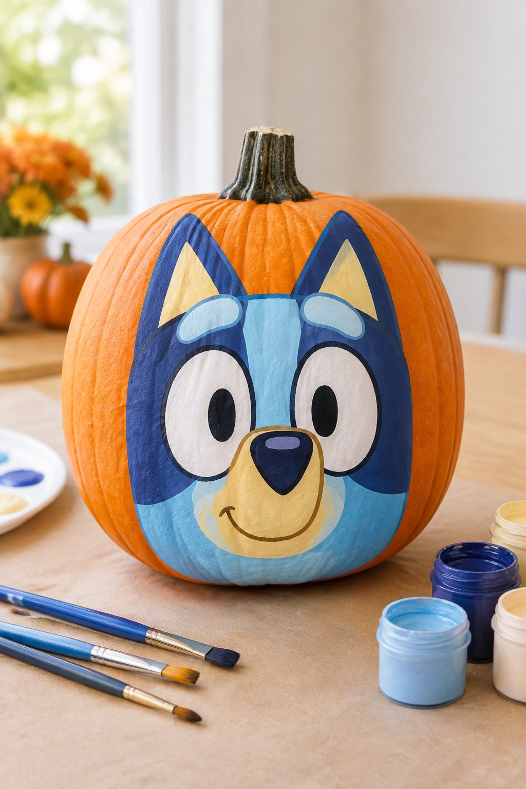 Bluey Blue Heeler Face - bluey pumpkin painting