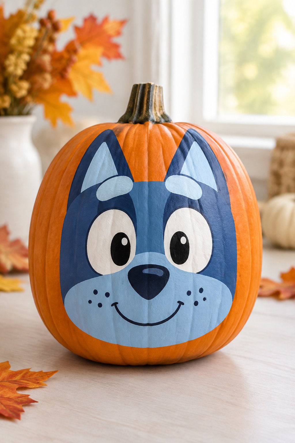 Bluey Freckled Snout - bluey pumpkin painting