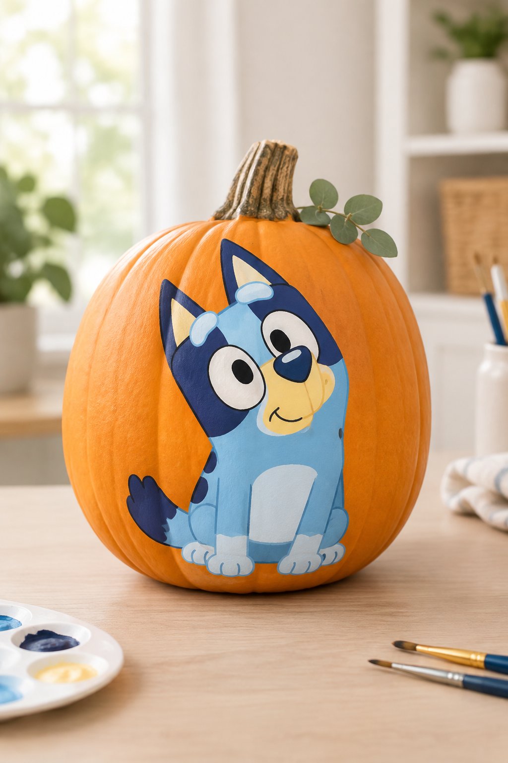 Bluey Curious Tilt - bluey pumpkin painting