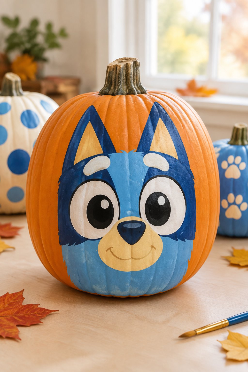 Bluey Big Round Eyes - bluey pumpkin painting
