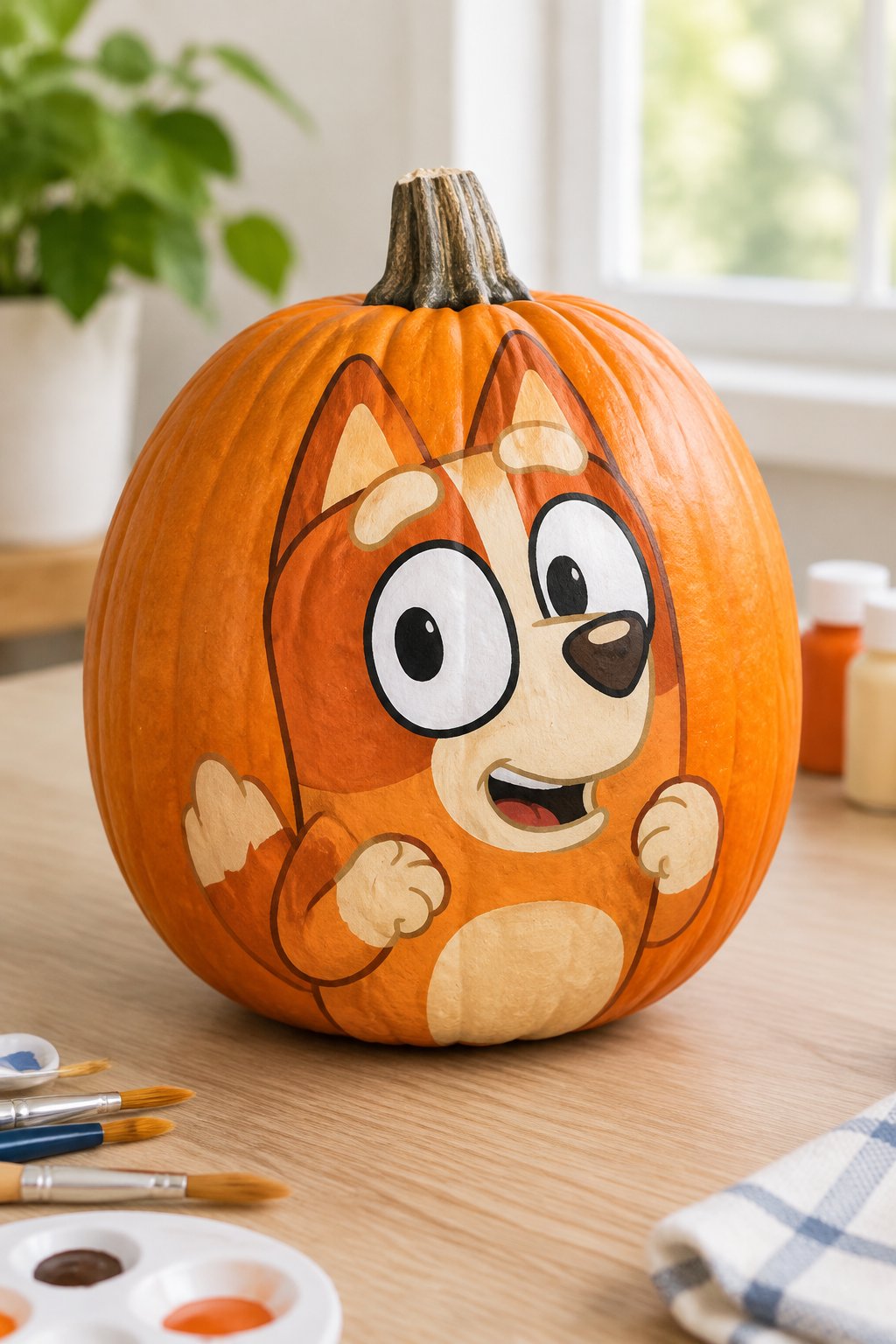 Bingo Playful Grin - bluey pumpkin painting