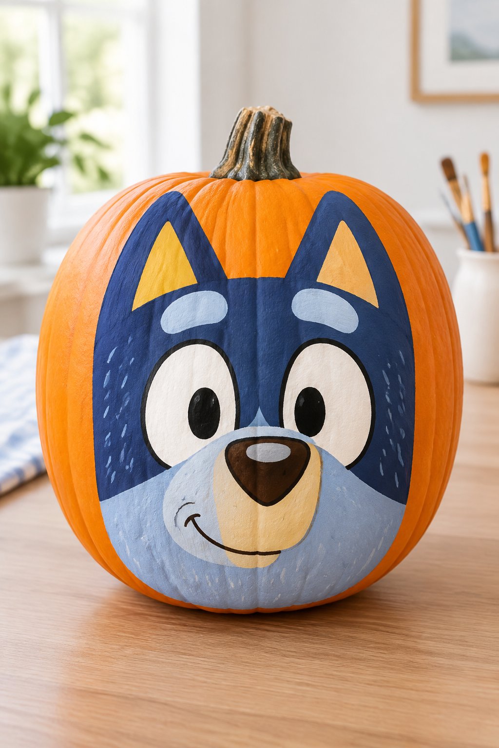Bandit Dad Heeler Face - bluey pumpkin painting
