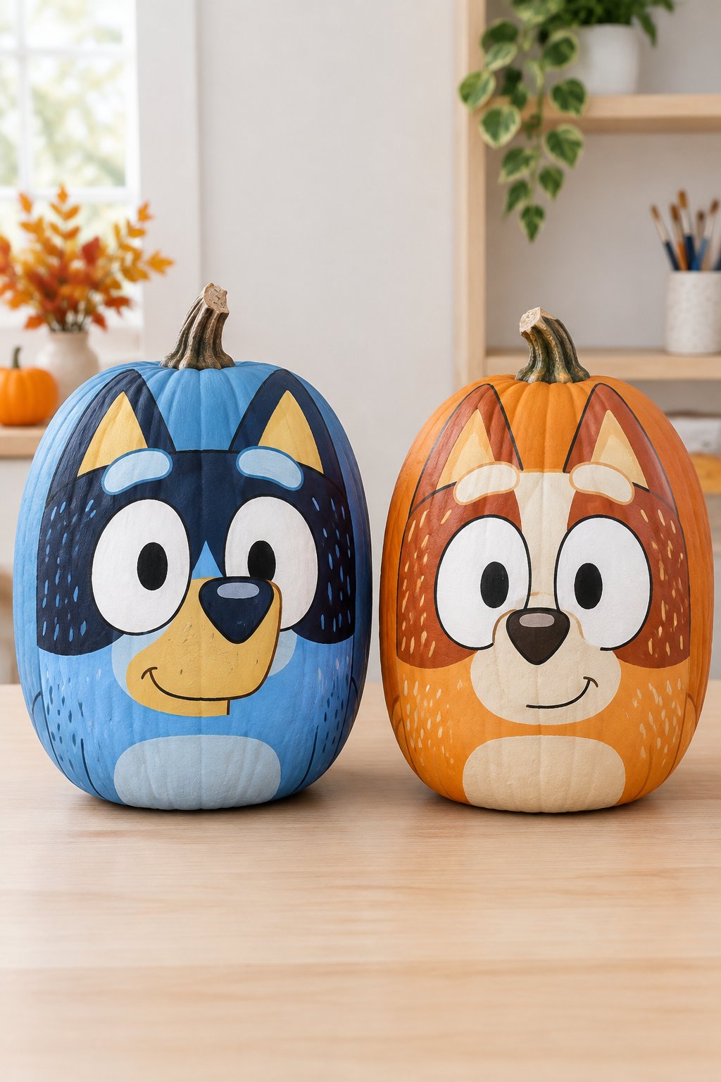 Bandit Chilli Side By Side - bluey pumpkin painting