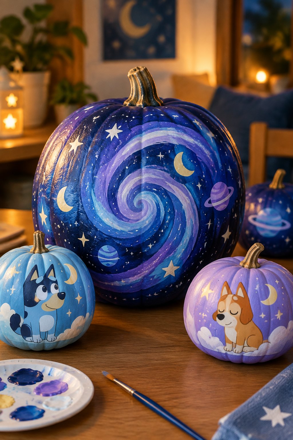Sleepytime Space Swirl - bluey pumpkin painting