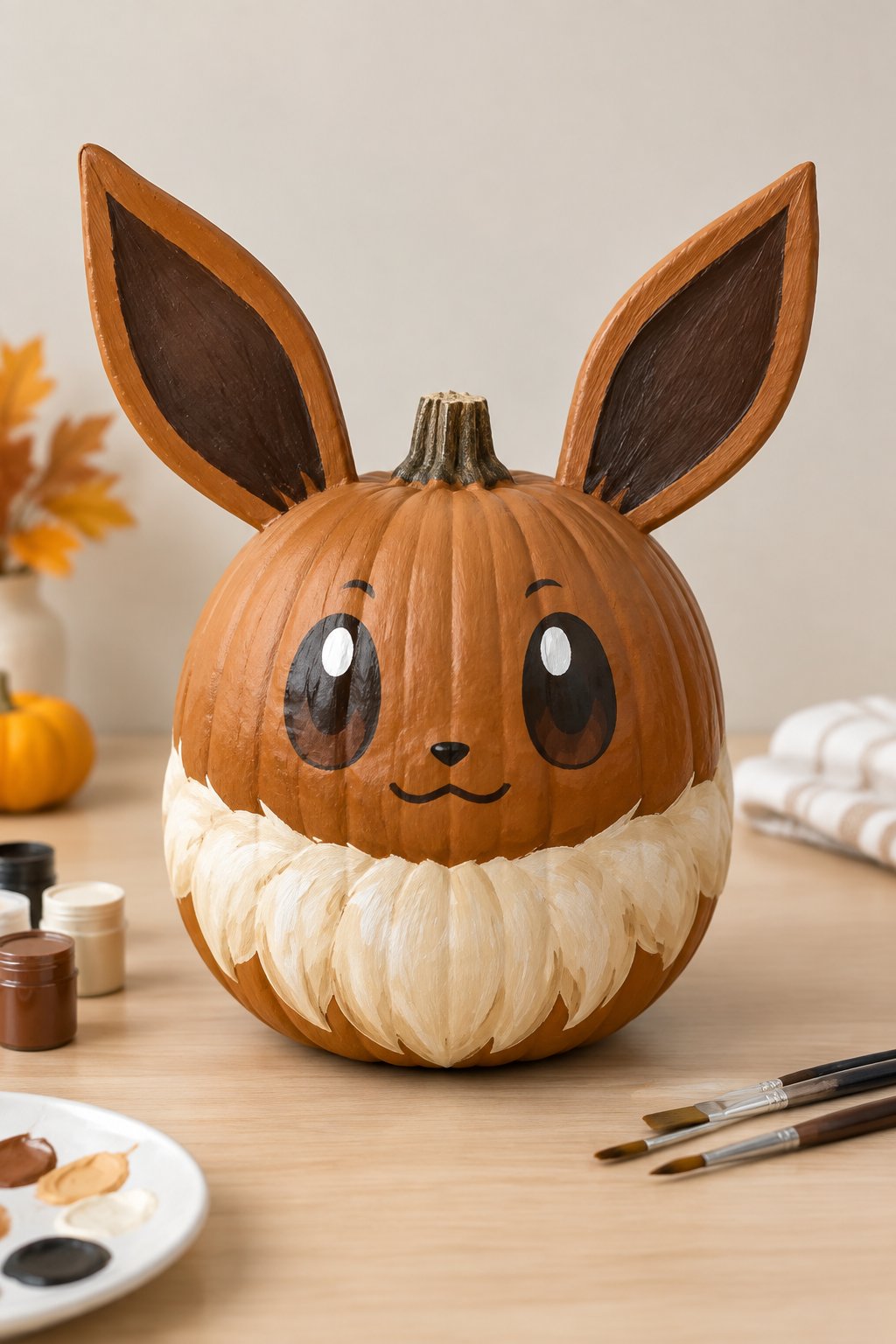 Eevee Brown Pumpkin - character pumpkin painting ideas