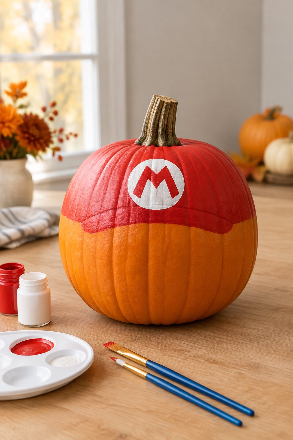 Mario Red Cap Pumpkin - character pumpkin painting ideas