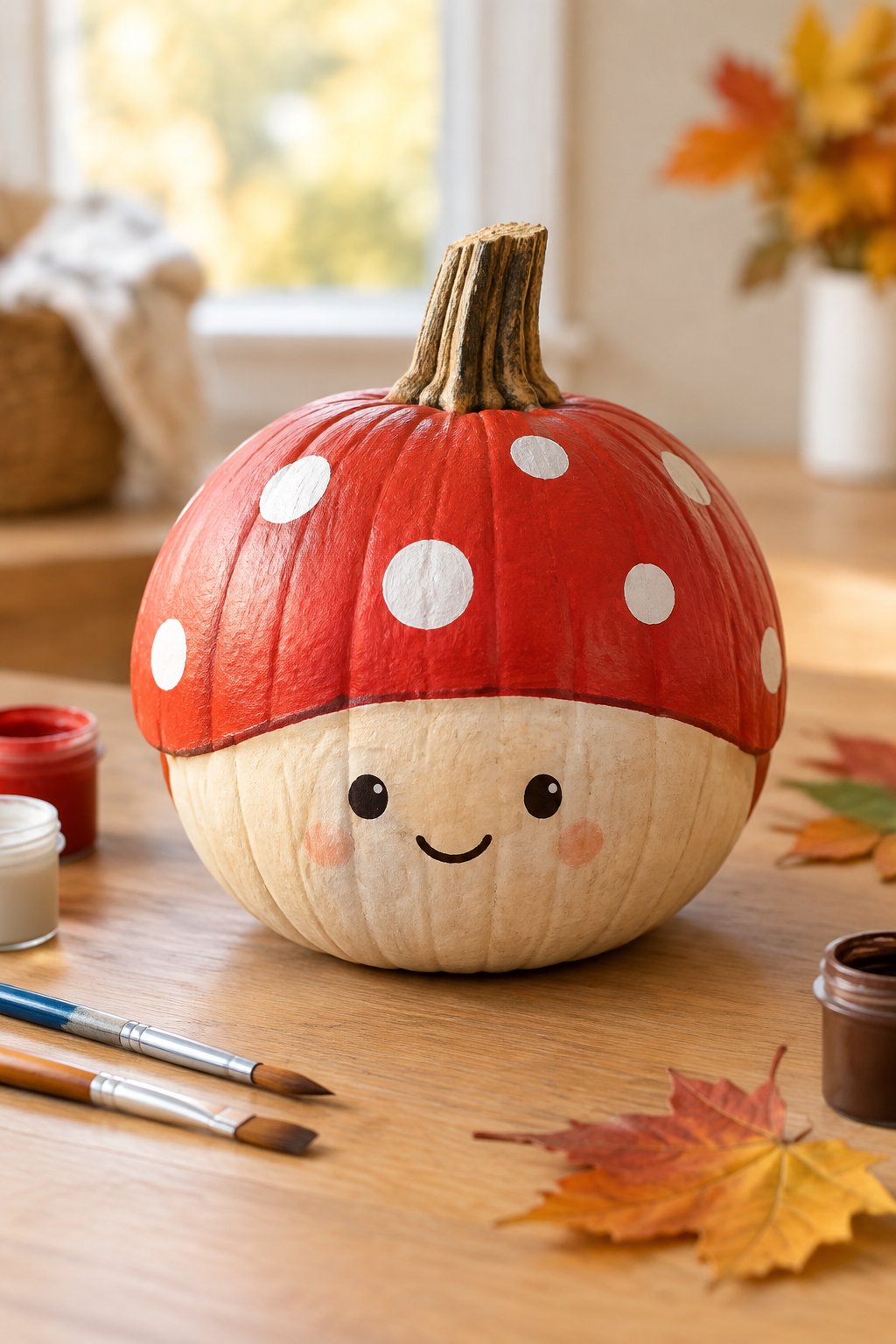 Mushroom Cap Pumpkin - character pumpkin painting ideas