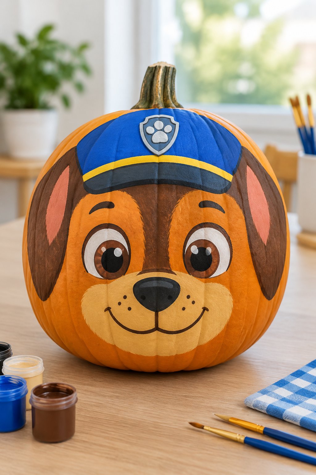 Chase Police Pup Pumpkin - character pumpkin painting ideas
