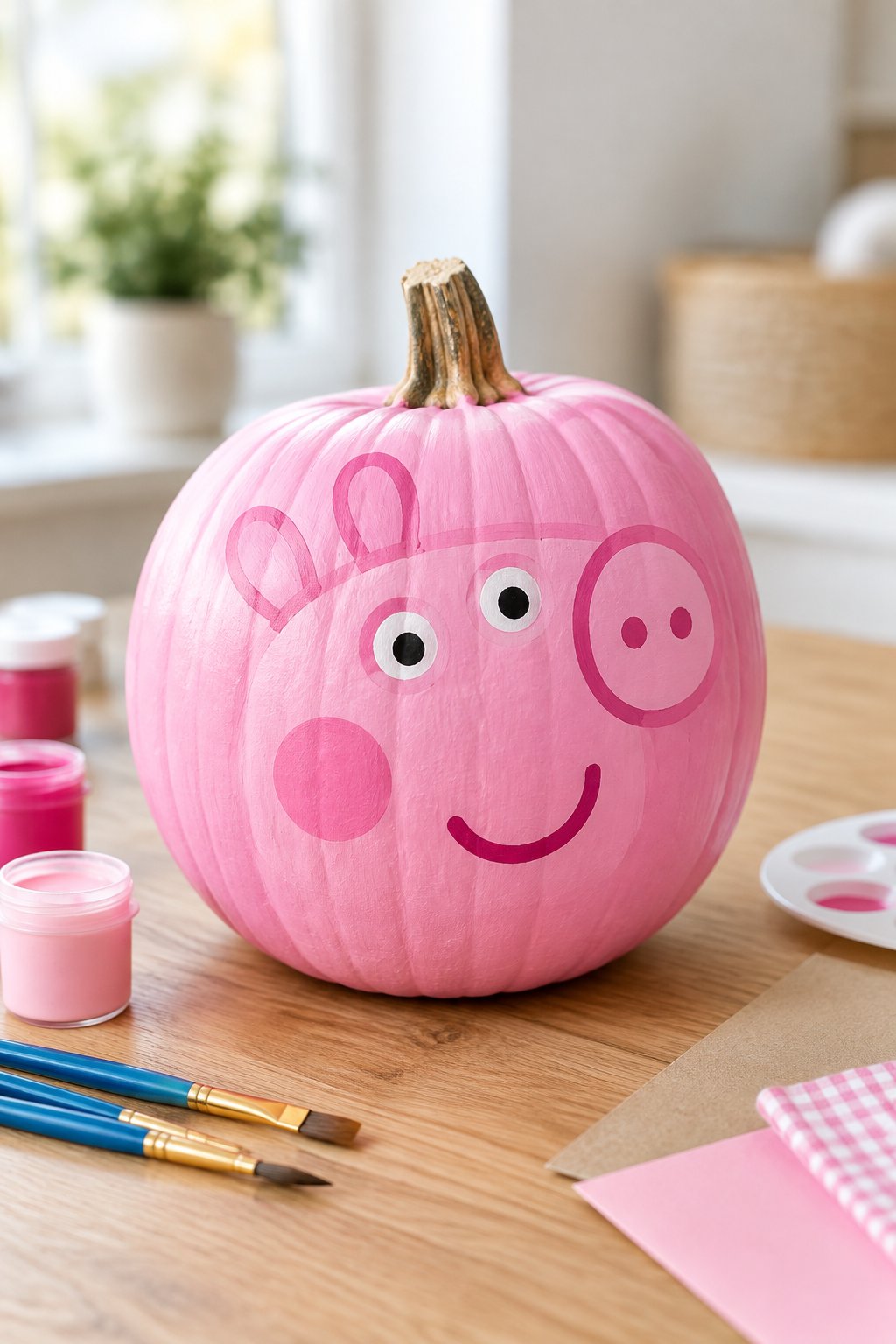 Peppa Pig Pink Pumpkin - character pumpkin painting ideas