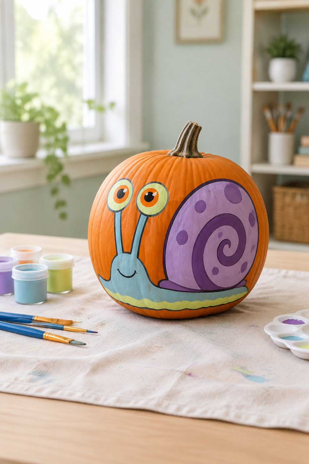 Gary the Snail Pumpkin - character pumpkin painting ideas
